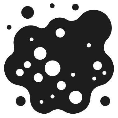 Bir kabarcığı andıran soyut koyu gri şekil çeşitli boyutlarda dağınık dairelerle doludur. Yazdırma ve dijital ortam için uygun ölçeklenebilir vektör biçimi.