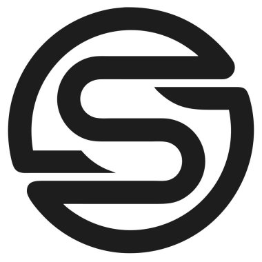 Bir dairenin içindeki S harfinin siyah vektör grafiği. Kalın, yuvarlak çizgiler markalaşma ve kimlik için basit, minimalist bir logo tasarımı oluşturur.