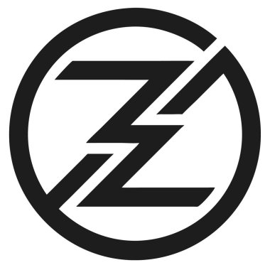 Siyah Z harfi, beyaz arka planda kırıkları olan bir daire şeklinde. Basit grafik tasarımı.