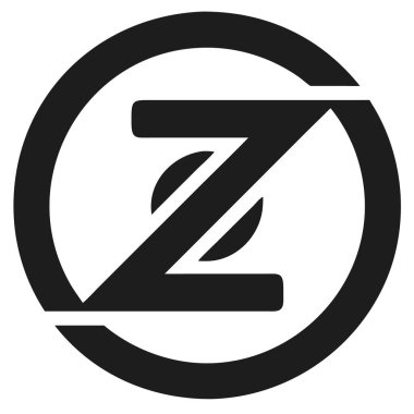 Bozuk bir daire içinde siyah Z harfi beyaz arkaplanda basit bir logo tasarımı.
