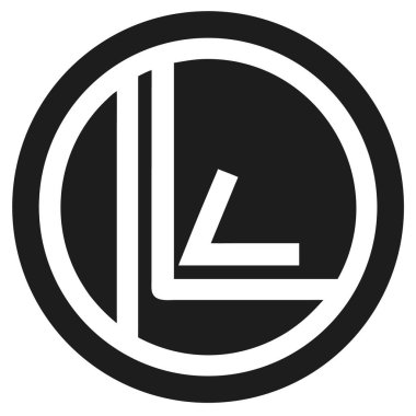 Kısmi daire çizgisi olan beyaz L harfli bir daire. Basit, minimalist tasarım.