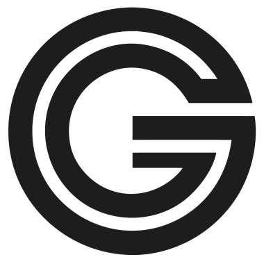 Beyaz arkaplanda daire şeklinde siyah bir G harfi. Minimalist logo tasarımı.