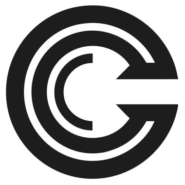 Beyaz zemin üzerinde ok başlıkları olan siyah grafik dairesel sembol.