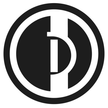 Siyah ve beyaz logo grafiği, dairesel şekildeki i harfini özetliyor. Basit, minimalist tasarım.