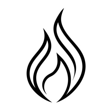 Beyaz arkaplanda çoklu dalgalı bölümleri olan bir alevin basit bir siyah çizgi grafiği.