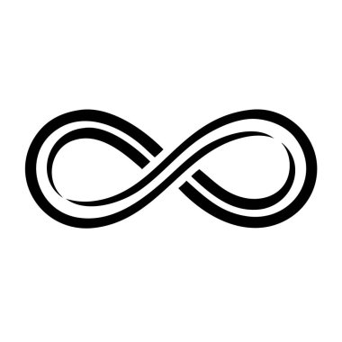 Siyah bir monolin sonsuzluk sembolü beyaz bir arkaplan üzerine kuruludur.