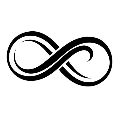 Şeffaf arkaplanı olan siyah bir monolin sonsuzluk sembolü. Sembolün düzgün kıvrımları ve sürekli bir döngüsü vardır..