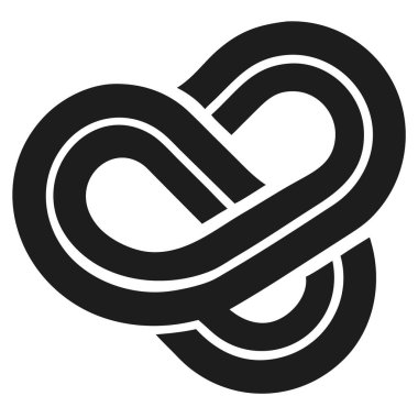 Bir siyah monolin sonsuzluk sembolü çizgileri birbirine dolanmış olarak bembeyaz bir arkaplanda sürekli bir döngü oluşturur..