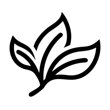 Beyaz arka planda üstüste binen üç yaprağın stilize edilmiş siyah çizgisi.