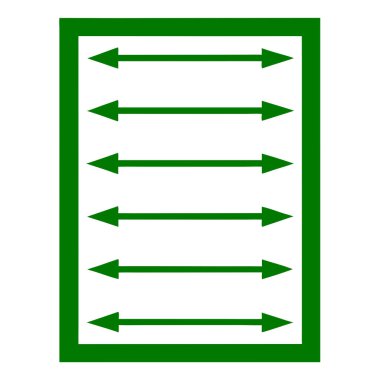 Zıt yönleri gösteren altı çift yatay ok içeren dikdörtgen kenarlı yeşil bir grafik..