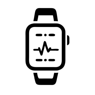 Ekranında kalp atış hızı kardiyogramını gösteren siyah bir simge. Net detaylar ve canlı renkler görsel cazibeyi artırır.