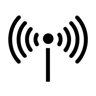 Beyaz zemin üzerinde dalgalar saçan bir Wi-Fi sinyalinin siyah simgesi. Net detaylar ve canlı renkler görsel cazibeyi artırır.