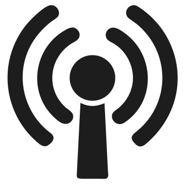 Beyaz zemin üzerinde dalgalar saçan bir Wi-Fi sinyalinin koyu gri simgesi. Net detaylar ve canlı renkler görsel cazibeyi artırır.