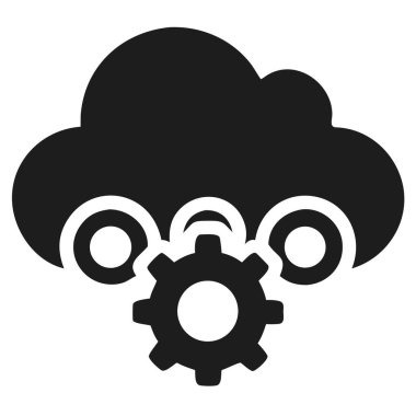 Altında beyaz bir zemin üzerinde teçhizatlı ve eş merkezli daireler çizen siyah bir bulut simgesi. Net detaylar ve canlı renkler görsel cazibeyi artırır.