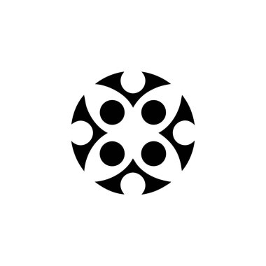 Logo dört noktalı dairesel soyut geometrik logoyu gösteriyor. Ticari kullanım için uygun yüksek çözünürlüklü resim.
