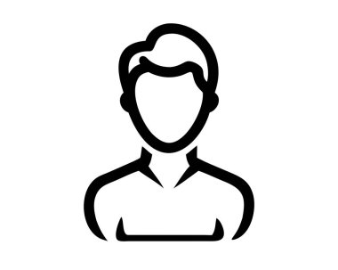 Beyaz arkaplanda kısa saçlı bir kişinin kafa ve omuzlarının siyah bir taslak simgesi. Net detaylar ve canlı renkler görsel cazibeyi artırır.