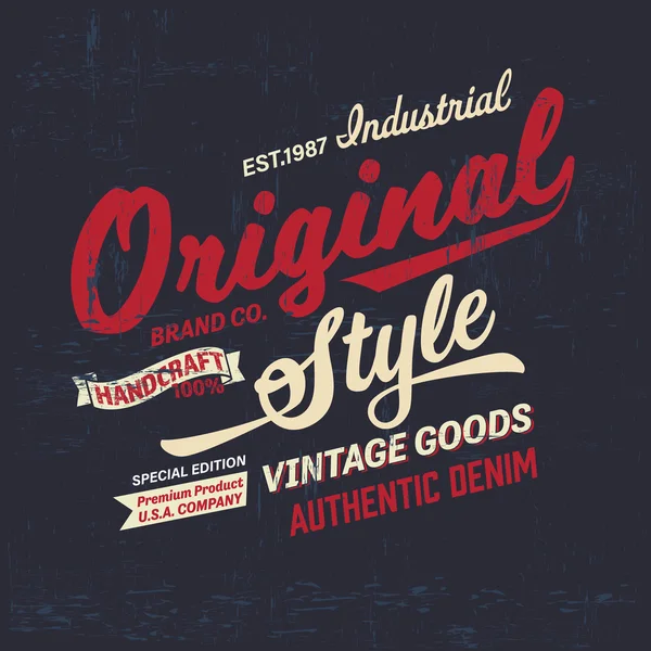 Tipografi vintage kıyafet marka logosu için t-shirt baskı. Retro sanat vektör çizim