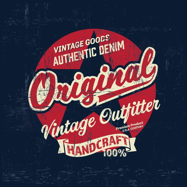 Impresión del logotipo de la marca del traje vintage tipográfico para la camiseta. Ilustración vectorial de obras de arte retro — Vector de stock