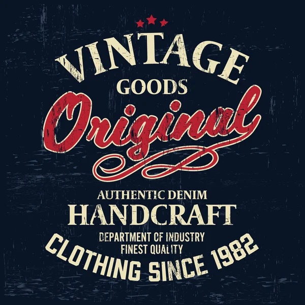 Tipografi vintage kot marka logosu yazdırmak için t-shirt. Retro sanat vektör çizim
