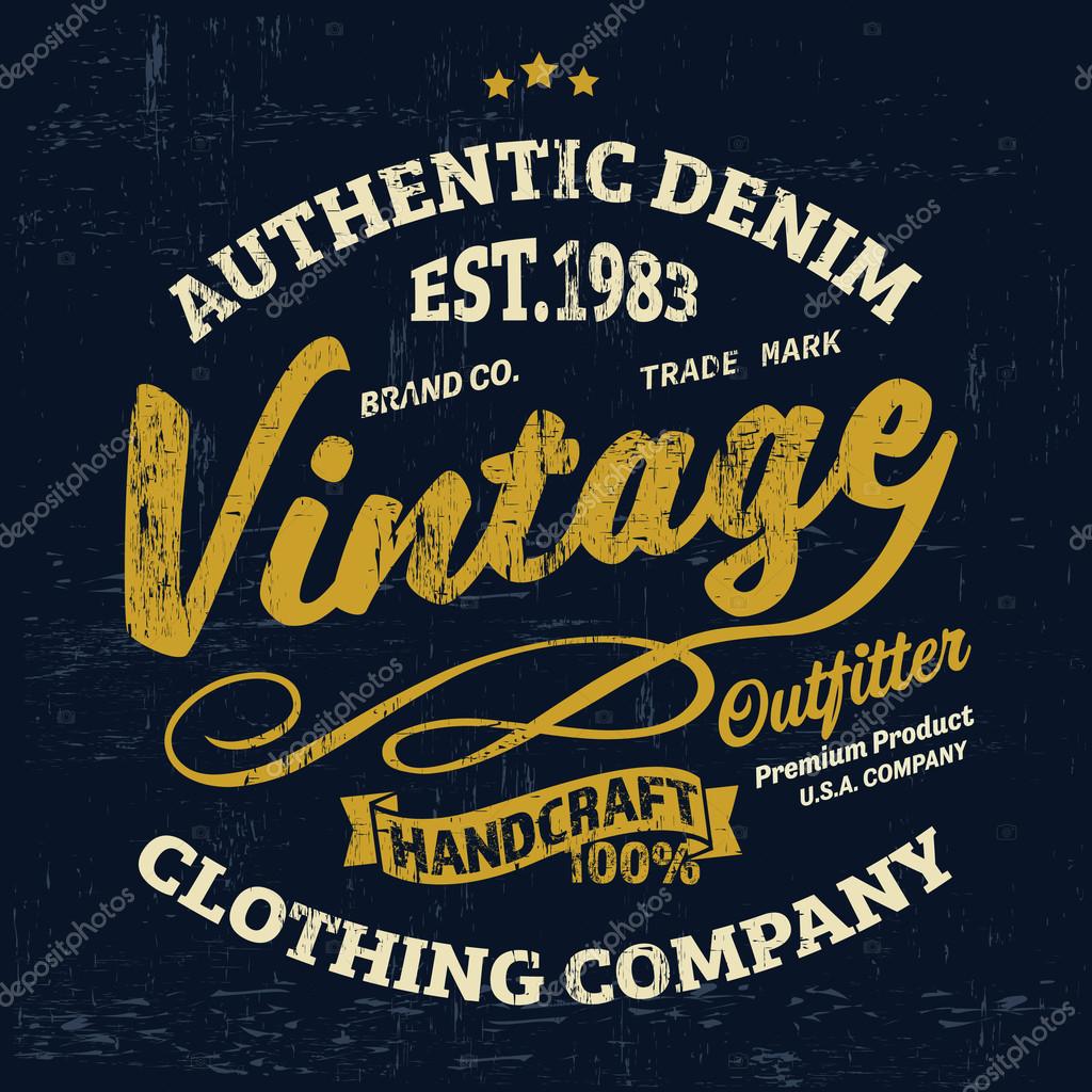 Typography vintage outfit brand logo print for t-shirt. Retro artwork vector illustration