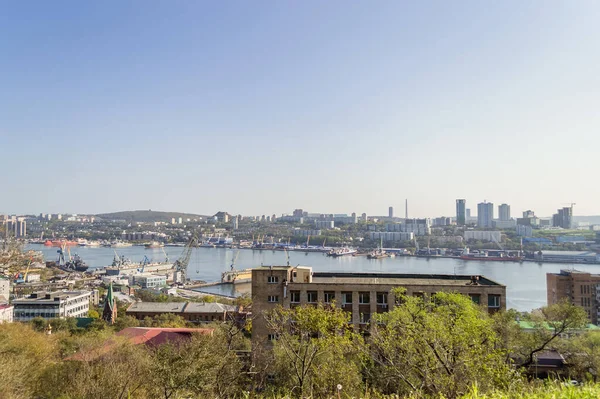 Baia Corno Oro Paesaggio Urbano Vladivostok Alla Luce Del Giorno — Foto Stock