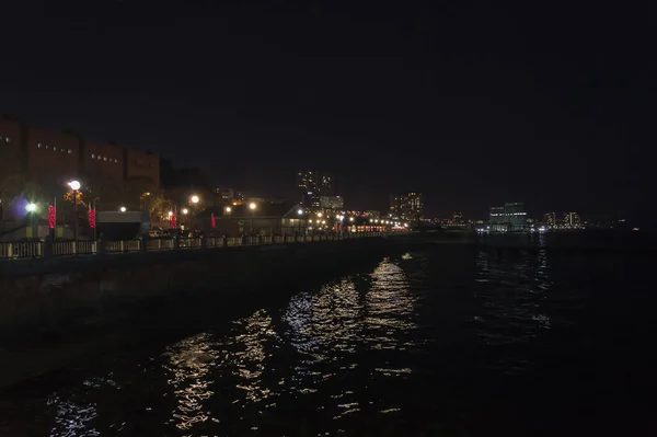 Noční Pohled Sportovní Přístav Osvětlením Osvětlením Vladivostoku — Stock fotografie