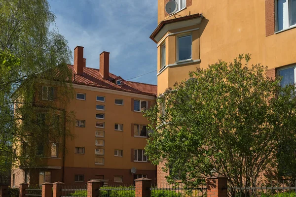 Edificios Apartamentos Típicos Centro Kaliningrado Primavera — Foto de Stock