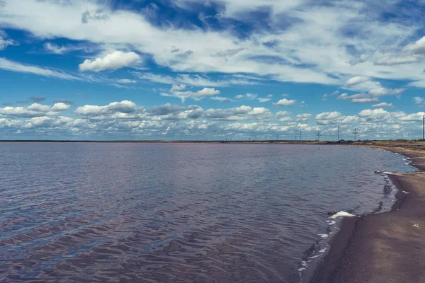 Sand Coastal Line Pink Salty Lake Pechatnoe Altai Region Russia — Stock Photo, Image