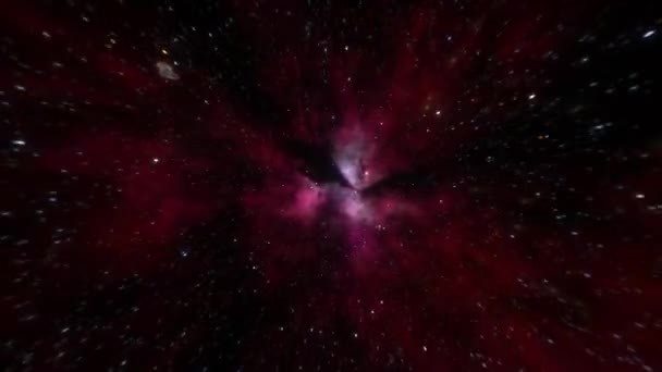 Latanie Przez Galaktykę Gwiazd Kosmicznych Mgławicę Chmur Dużą Prędkością Animacja — Wideo stockowe