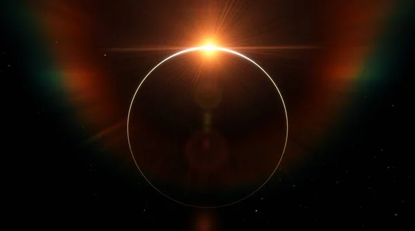来自太空的地球黎明落日 在空间恒星和星系的背景下 在太阳光中勾勒出行星地球的轮廓 — 图库照片