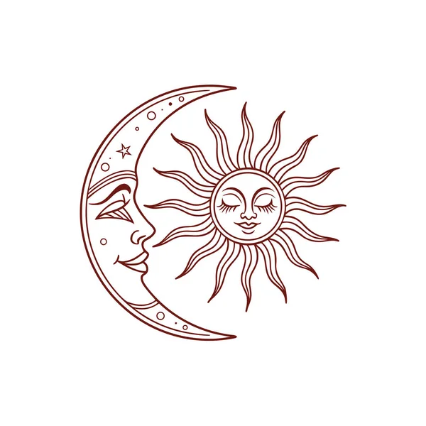 Güneş ve ayın minimum vektör çizimi denge, uyum ve kozmik enerjiyi sembolize eder. Astroloji tasarımları, ruhani sanat, posterler, logolar ve modern dekoratif projeler için ideal..