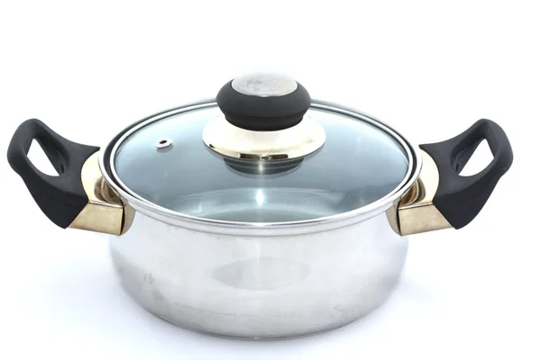 Stainless steel cooking pot isolated on white — Stock Photo, Image