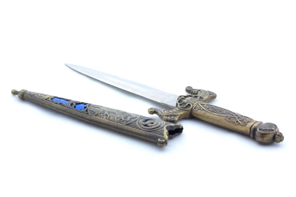 Silver dagger and scabbard on a white background — Stock Photo, Image