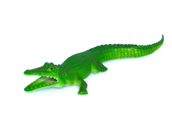 Krokodil toy fehér háttér. — Stock Fotó