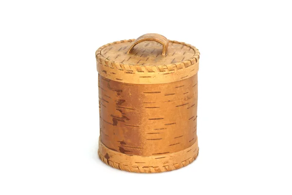 Birch-bark box on white background Stock Image