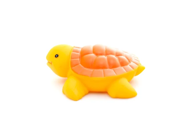 Tartaruga de brinquedo de banho no fundo branco — Fotografia de Stock