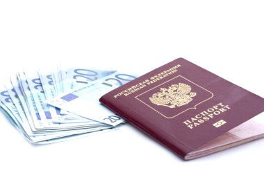 Bazı euro banknot ve Rus pasaportu
