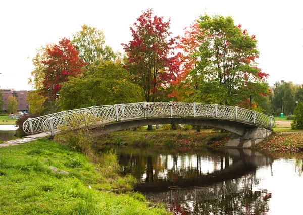 秋天的老桥, 俄罗斯卡累利阿彼得罗扎沃茨克 — 图库照片