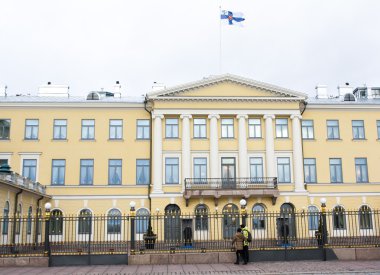 Helsinki, Finlandiya - 21 Aralık 2015: Cumhurbaşkanlığı Sarayı Binası.
