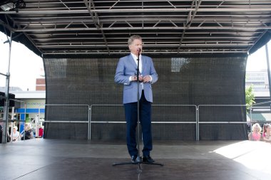 Kouvola, Finlandiya - 30 Mayıs 2016: Sauli Niinisto, Finlandiya Cumhurbaşkanı ziyaret şehrin Kouvola 30 Mayıs 2016.