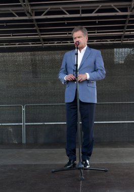 Kouvola, Finlandiya - 30 Mayıs 2016: Sauli Niinisto, Finlandiya Cumhurbaşkanı ziyaret şehrin Kouvola 30 Mayıs 2016.
