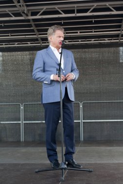Kouvola, Finlandiya - 30 Mayıs 2016: Sauli Niinisto, Finlandiya Cumhurbaşkanı ziyaret şehrin Kouvola 30 Mayıs 2016.