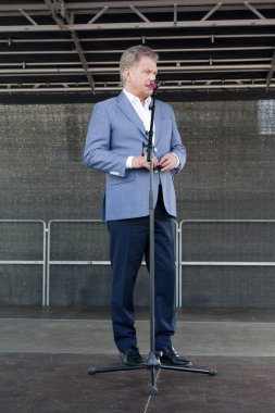 Kouvola, Finlandiya - 30 Mayıs 2016: Sauli Niinisto, Finlandiya Cumhurbaşkanı ziyaret şehrin Kouvola 30 Mayıs 2016.