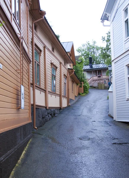 Naantali, Finland - 06 July , 2015: Cloudy summer day on the historic quarter of Naantali — Stock Photo, Image