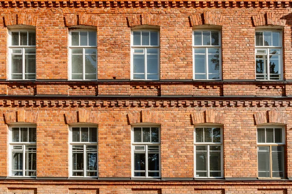 Beautiful vintage red brick building at sunny day