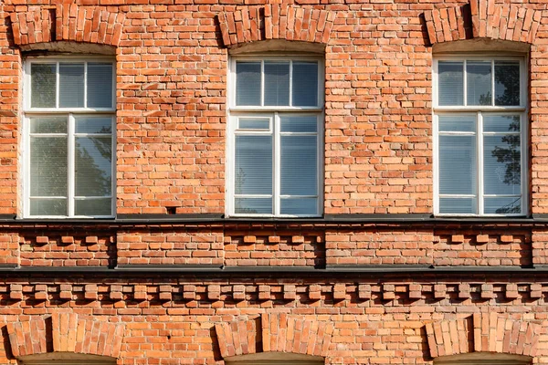 Beautiful vintage red brick building at sunny day