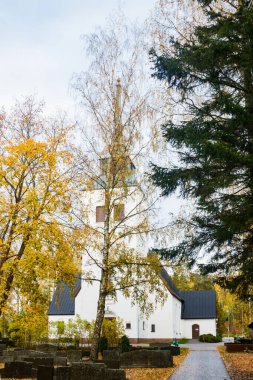 Finlandiya, Kouvola 'da Valkeala' nın güzel beyaz kilisesi