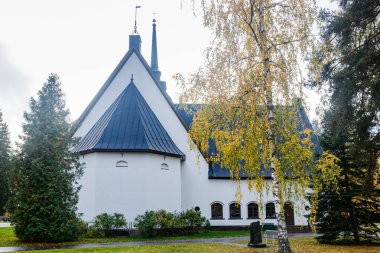 Finlandiya, Kouvola 'da Valkeala' nın güzel beyaz kilisesi