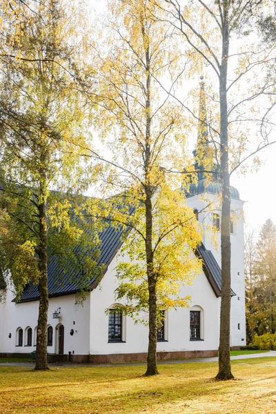 Hermosa Iglesia Blanca Valkeala Kouvola Finlandia — Foto de Stock