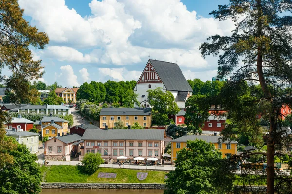 Hermosa Vista Panorámica Catedral Porvoo Casco Antiguo Porvoo — Foto de Stock